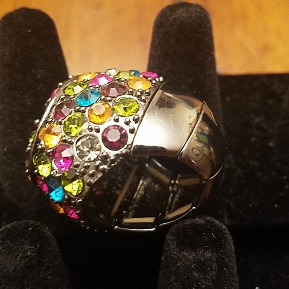 Vintage Fashion Ring, multi-color stone, stretchable - Picture 4 of 4